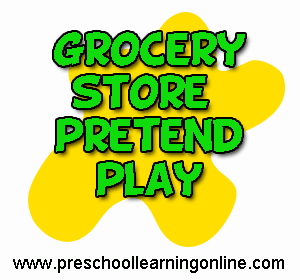 A pretend grocery store dramatic play idea for pre k kids.