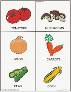 Printable food and fruit flashcards for teaching children. 