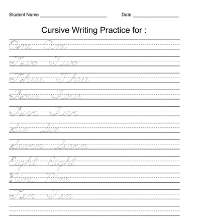 Cursive Words - Preschool Learning Online - Lesson Plans & Worksheets
