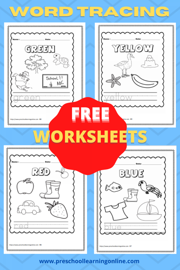 Word Tracing Worksheets - Preschool Learning Online - Lesson Plans ...